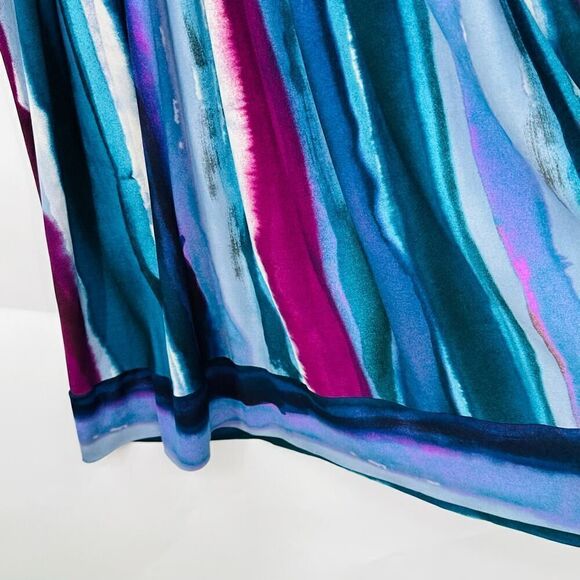 Rabbit Rabbit Rabbit Designs Bold Watercolor Striped Dress Size 8 V-Neck Stretch - Picture 7 of 11